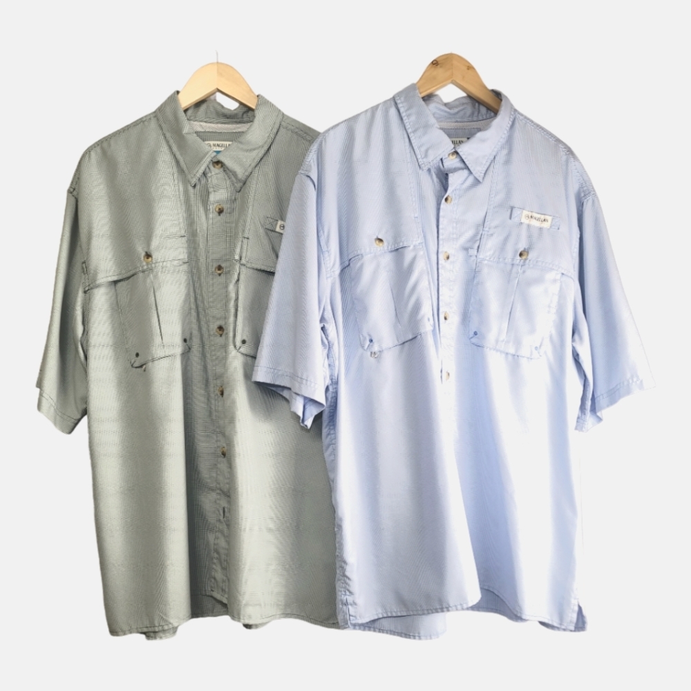 Magellan Outdoors Mens Blue and Green Fishing Shirts Size XL